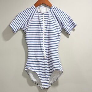 Kona Sol Women’s Blue and White Striped One Piece Swimsuit Size M